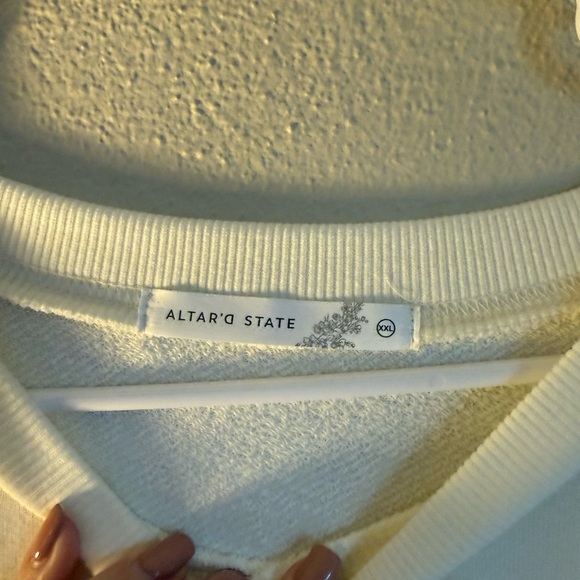 Altar'd State Cream Ribbed Sweatshirt - Picture 2 of 5